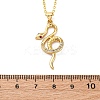 Brass Micro Pave Clear Cubic Zirconia Snake Pendant Necklaces LS-NJEW-S438-02B-G-5