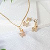 Butterfly Alloy Rhinestone Pendant Necklaces & Stud Earrings Sets for Women FS-WGF94CB-01-2