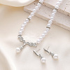 Angel Wing Alloy Crystal Rhinestone & Plastic Imitation Pearl Pendant Necklaces & Stud Dangle Earrings Sets FS-WG4A79B-02-1