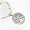 201 Stainless Steel Crystal Rhinestone Tree of Life Pendant Necklaces for Women NJEW-P327-03P-3