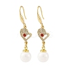 Brass Micro Pave Clear Cubic Zirconia Dangle Earrings EJEW-F362-01G-2