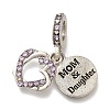 Rack Plating Alloy Rhinestone European Dangle Charms PALLOY-P307-15AS-1