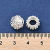 Brass Micro Pave Cubic Zirconia European Beads KK-P297-01S-3