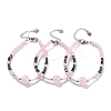Natural Rose Quartz Round & Synthetic Non-magnetic Hematite & White Shell Beaded Bracelets for Women BJEW-K251-02A-1