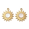 304 Stainless Steel Natural White Shell Pendants STAS-L288-15G-02-1