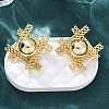 Woven Rhombus with Round Brass Stud Earrings EJEW-R025-02G-1