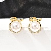 Bowknot with Round Brass Micro Pave Clear Cubic Zirconia Stud Earrings EJEW-A135-29G-1
