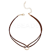 1Pc Alloy Ring Double Layer Faux Suede Cord Choker Necklaces for Women NJEW-CL0001-07-7
