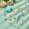 12Pcs 6 Colors Resin Tulip Pendant Decorations HJEW-UN0001-26-4