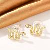 Brass Micro Pave Clear Cubic Zirconia Stud Earrings EJEW-P301-17G-2