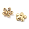 Rack Plating Flower Brass Micro Pave Clear Cubic Zirconia Bead Caps KK-H449-65G-04-NR-2