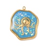 304 Stainless Steel Epoxy Resin with Natural Shell and Sequins Inside Pendants STAS-L026-17G-L03-1