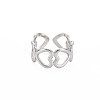 Non-Tarnish 304 Stainless Steel Open Heart Wrap Cuff Ring for Women RJEW-S405-170P-1