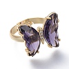 Adjustable Brass Glass Finger Rings RJEW-P148-A01-03-2