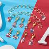 10Pcs USA Flag Element Apple/Star/Bowknot Alloy Enamel Knitting Row Counter Chains & Locking Stitch Markers Kits HJEW-JM01337-4