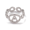 Non-Tarnish 304 Stainless Steel Initial Letter A Open Cuff Rings for Women RJEW-G285-56P-2