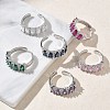 Brass Micro Pave Cubic Zirconia Cuff Open Rings for Women RJEW-L343-16P-1