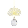 Brass Hollow Lotus Leaf Hanging Ornaments HJEW-E012-03G-02-1