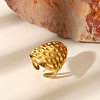 Ocean Themes 304 Stainless Steel Open Cuff Rings for Women LS-RJEW-K293-02C-G-1