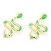 Enamel Snake Stud Earrings with Rhinestone EJEW-D059-03-2