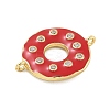 Rack Plating Brass Clear Cubic Zirconia Donut Connector Charms KK-A234-030G-02-3