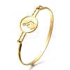 201 Stainless Steel Flat Round Link Bangles for Women BJEW-R014-01G-05-4