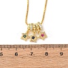 Brass Pave Colorful Cubic Zirconia Pendant Box Chain Adjustable Slider Necklaces NJEW-D348-03B-G-5