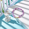 Polymer Clay Heishi Beads Stretch Bracelet for Women BJEW-JB07207-02-2