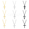 9Pcs 9 Style Stainless Steel & Alloy Cross Pendant Necklaces Set NJEW-FI0001-21-1
