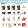 42Pcs 21 Styles Graduation Season Alloy Enamel Pendants ENAM-WR0001-10-2