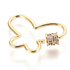 Brass Micro Pave Cubic Zirconia Screw Carabiner Lock Charms ZIRC-F105-19G-2
