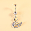 316L Surgical Stainless Steel Pave Cubic Zirconia Enamel Dangle Curved Barbell Belly Rings FS-WGB5546-13-1