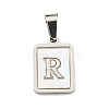 304 Stainless Steel Pave Natural White Shell Pendants STAS-S130-03P-R-1