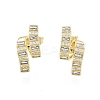 Clear Cubic Zirconia Ribbon Shape Stud Earrings EJEW-I269-04G-1