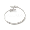 304 Stainless Steel Leaf Cuff Bangles BJEW-A003-03P-3