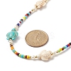 Tortoise Dyed Synthetic Turquoise & Shell Pearl & Glass Seed Beaded Necklace NJEW-TA00054-4