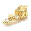 Brass Pave Clear Cubic Zirconia Connector Charms KK-K388-69G-2