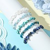 5Pcs 5 Styles Natural Quartz Crystal & Lapis Lazuli & Apatite & Aquamarine & Howlite Chip Beaded Stretch Bracelet Sets BJEW-JB10839-3