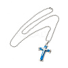 Alloy Cross Pandant Necklace with Ball Chains LS-NJEW-K245-001A-2