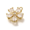Brass Pave Glass Flower Connector Charms KK-M295-17G-02-2