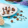  24Pcs 3 Styles Walnut Wood Flat Round Stud Earrings with 304 Stainless Steel Pin for Women EJEW-TA0001-25-5