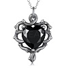 Alloy Jet Rhinestone Gothic Heart Pendant Necklaces FS-WG22DFD-01-1