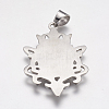 Non-Tarnish 304 Stainless Steel Big Badge Pendants STAS-K171-28P-2