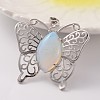 Butterfly Platinum Tone Brass Opalite Pendants G-M288-03-1