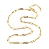 Brass Textured Paperclip Chain Necklaces for Women Men NJEW-F337-02G-01-2