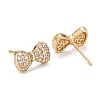Bowknot Sparkling Cubic Zirconia Stud Earrings EJEW-H126-07G-2