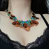 Alloy & Glass Teardrop Beaded Bib Necklaces for Women FS-WGD1103-01-3