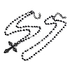 Halloween Alloy & Acrylic Round Beads Link Chain Cross Pendant Double Layer Necklaces for Women NJEW-K294-02EB-3