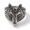 Viking 304 Stainless Steel Wolf Head Wide Finger Rings for Mens RJEW-U005-16B-AS-2