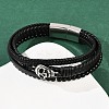 Microfiber Leather & Glass Multi-strand Bracelets for Men Women BJEW-H631-04B-AS-3